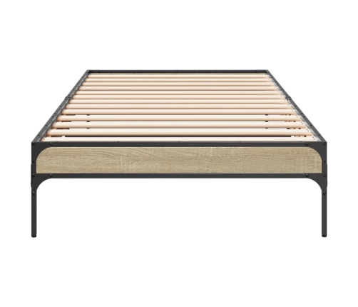 Estructura cama madera ingeniería metal roble Sonoma 75x190 cm