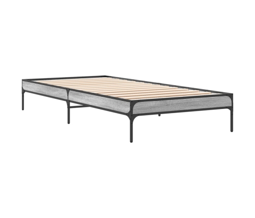 Estructura cama madera ingeniería metal gris Sonoma 75x190 cm