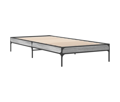 Estructura cama madera ingeniería metal gris Sonoma 75x190 cm