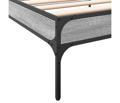 Estructura cama madera ingeniería metal gris Sonoma 75x190 cm