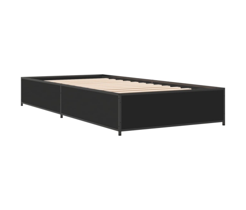 Estructura de cama madera ingeniería y metal negro 100x200 cm