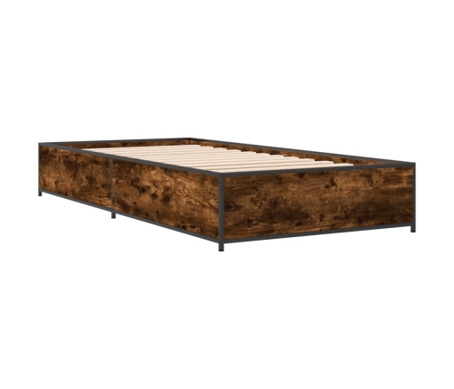 Estructura cama madera ingeniería metal roble humo 100x200 cm