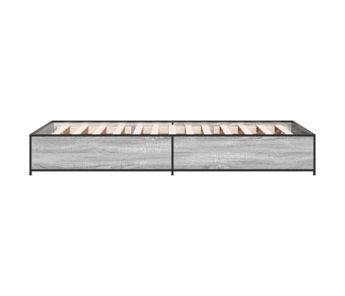 Estructura cama madera ingeniería metal gris Sonoma 100x200 cm