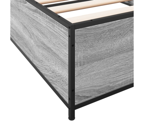 Estructura cama madera ingeniería metal gris Sonoma 100x200 cm
