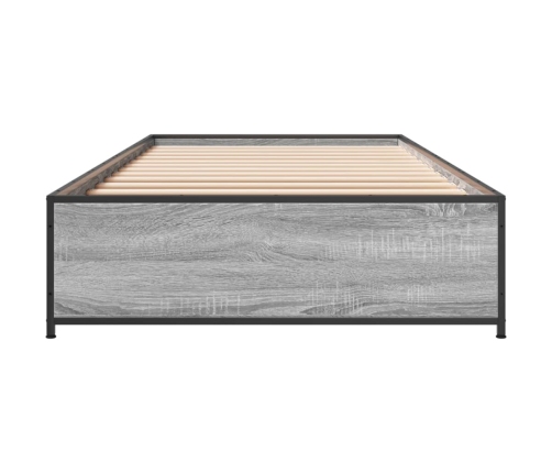 Estructura cama madera ingeniería metal gris Sonoma 90x200 cm