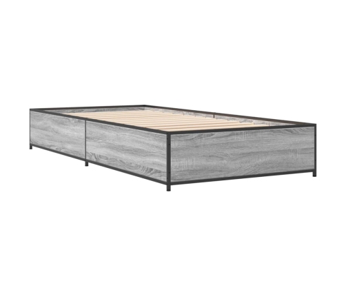 Estructura cama madera ingeniería metal gris Sonoma 90x200 cm