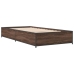 Estructura cama madera ingeniería metal roble marrón 90x200 cm