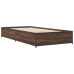 Estructura cama madera ingeniería metal roble marrón 90x200 cm