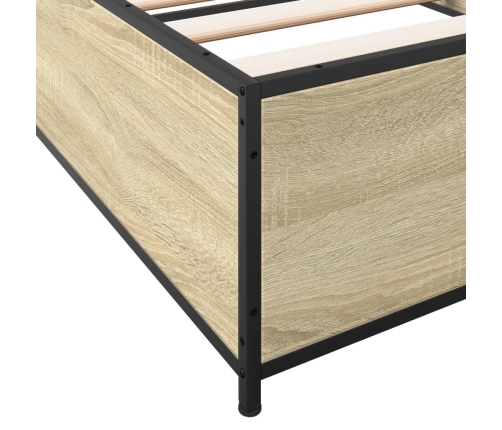 Estructura cama madera ingeniería metal roble Sonoma 90x190 cm