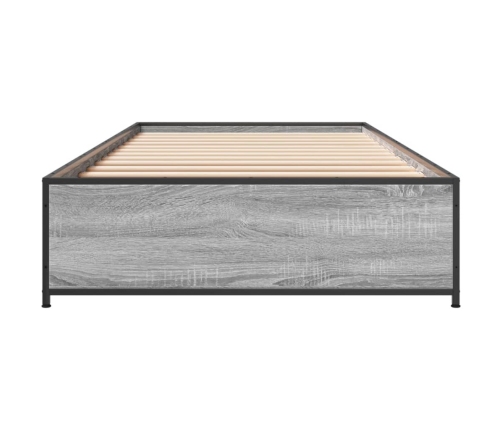 Estructura cama madera ingeniería metal gris Sonoma 90x190 cm