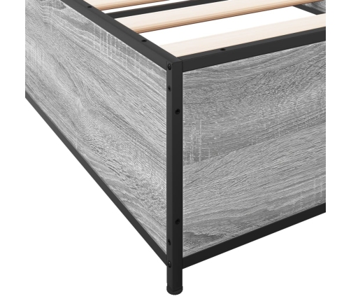 Estructura cama madera ingeniería metal gris Sonoma 90x190 cm