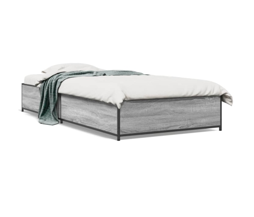 Estructura cama madera ingeniería metal gris Sonoma 90x190 cm