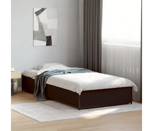 Estructura de cama madera de ingeniería y metal negra 75x190 cm