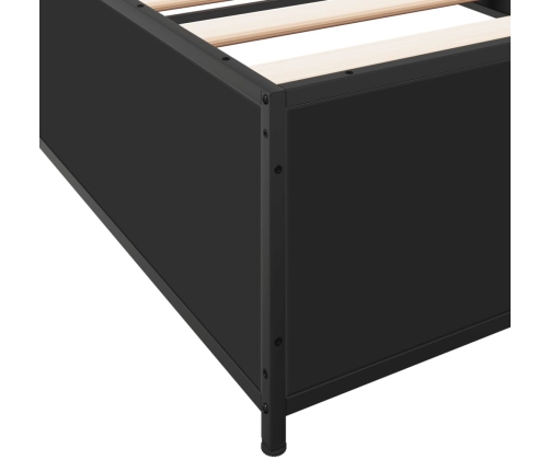 Estructura de cama madera de ingeniería y metal negra 75x190 cm
