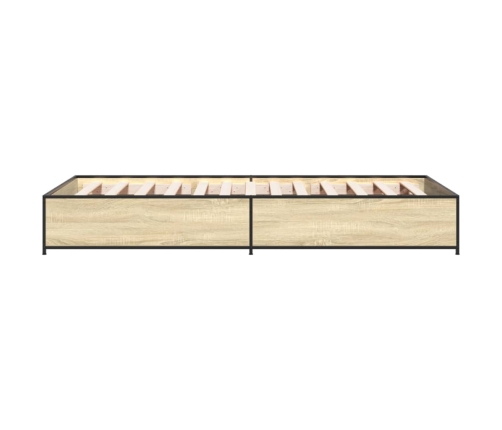 Estructura cama madera ingeniería metal roble Sonoma 75x190 cm