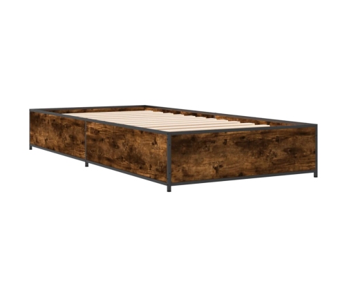 Estructura cama madera ingeniería metal roble humo 75x190 cm