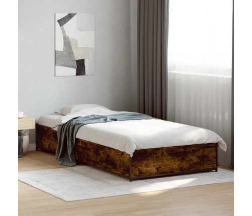 Estructura cama madera ingeniería metal roble humo 75x190 cm
