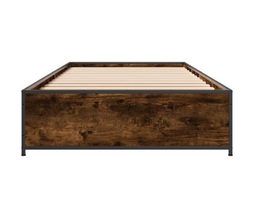 Estructura cama madera ingeniería metal roble humo 75x190 cm