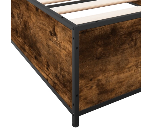 Estructura cama madera ingeniería metal roble humo 75x190 cm
