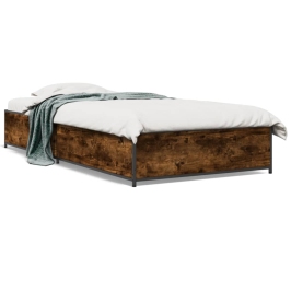 Estructura cama madera ingeniería metal roble humo 75x190 cm