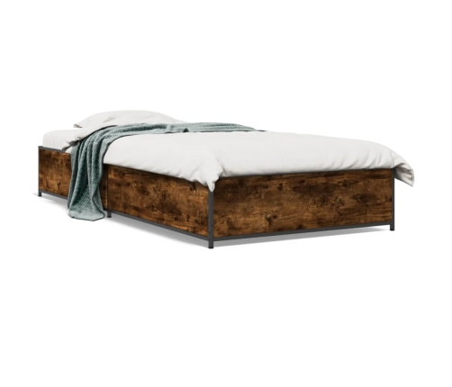 Estructura cama madera ingeniería metal roble humo 75x190 cm