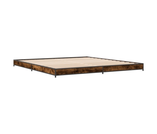 vidaXL Estructura cama madera ingeniería metal roble ahumado 200x200cm