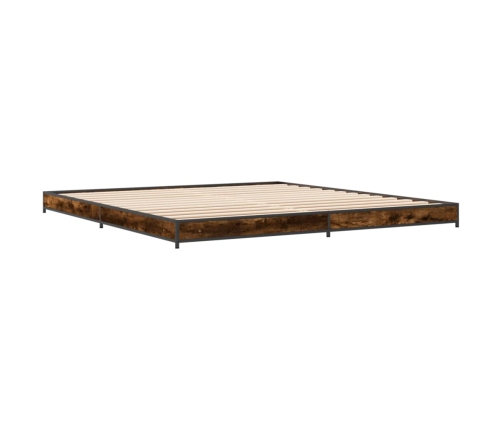 vidaXL Estructura cama madera ingeniería metal roble ahumado 200x200cm