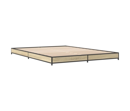 vidaXL Estructura cama madera ingeniería metal roble Sonoma 150x200 cm