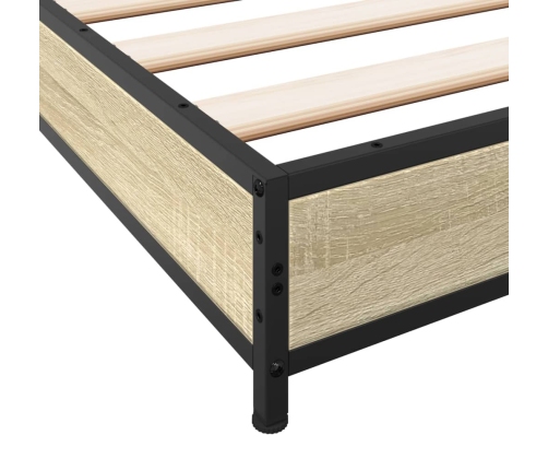 vidaXL Estructura cama madera ingeniería metal roble Sonoma 150x200 cm