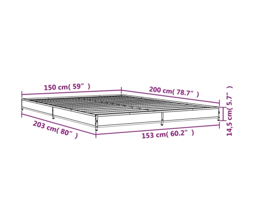 vidaXL Estructura cama madera ingeniería metal roble Sonoma 150x200 cm