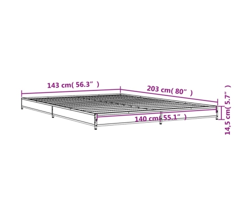 Estructura de cama madera de ingeniería y metal negro 140x200cm