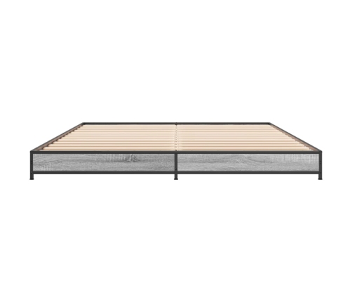 Estructura cama madera ingeniería metal gris Sonoma 120x200 cm