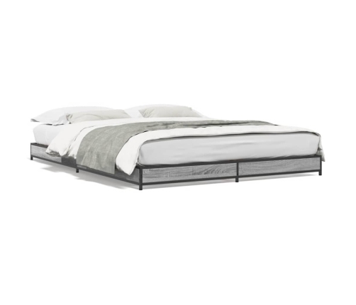 Estructura cama madera ingeniería metal gris Sonoma 120x200 cm