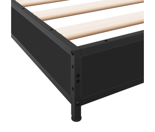 vidaXL Estructura de cama madera de ingeniería y metal negro 135x190cm