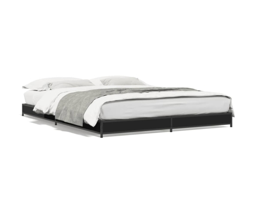 vidaXL Estructura de cama madera de ingeniería y metal negro 135x190cm