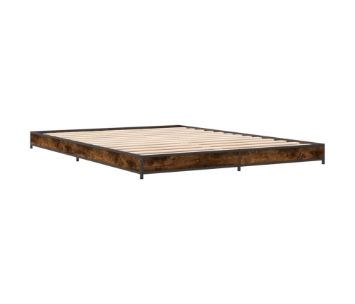 Estructura cama madera ingeniería metal roble ahumado 135x190cm