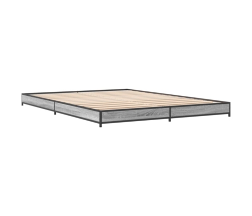 Estructura cama madera ingeniería metal gris Sonoma 135x190 cm