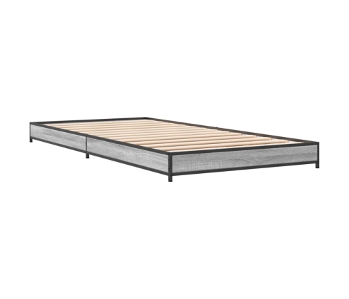 Estructura cama madera ingeniería metal gris Sonoma 100x200 cm