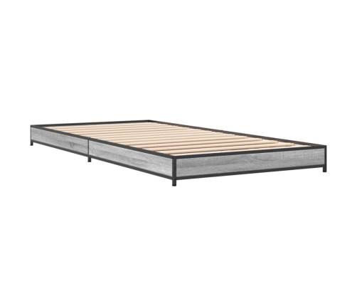 Estructura cama madera ingeniería metal gris Sonoma 100x200 cm