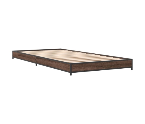 Estructura cama madera ingeniería metal marrón roble 100x200 cm