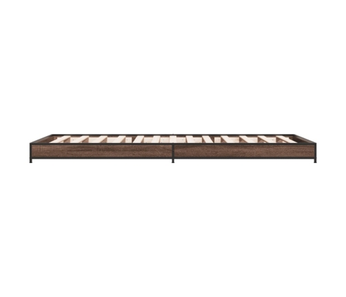 Estructura cama madera ingeniería metal marrón roble 100x200 cm