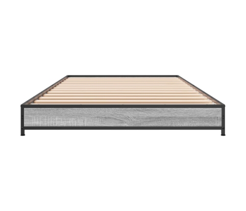 Estructura cama madera ingeniería metal gris Sonoma 75x190 cm