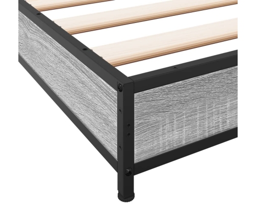 Estructura cama madera ingeniería metal gris Sonoma 75x190 cm