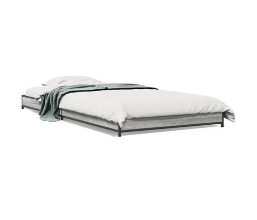 Estructura cama madera ingeniería metal gris Sonoma 75x190 cm