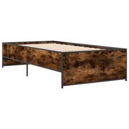 Estructura cama madera ingeniería metal roble humo 100x200 cm