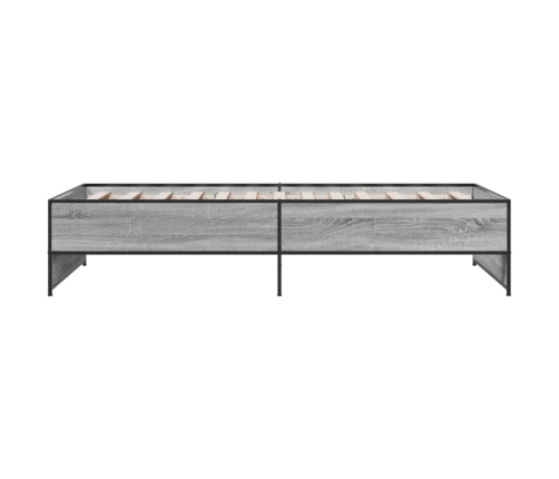 Estructura cama madera ingeniería metal gris Sonoma 100x200 cm