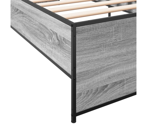 Estructura cama madera ingeniería metal gris Sonoma 100x200 cm