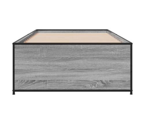 vidaXL Estructura cama madera ingeniería metal gris Sonoma 90x200 cm