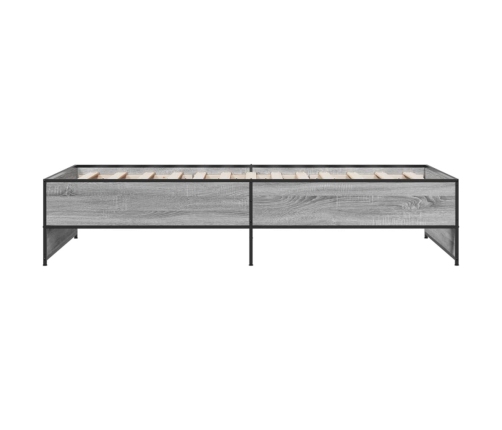 vidaXL Estructura cama madera ingeniería metal gris Sonoma 90x200 cm