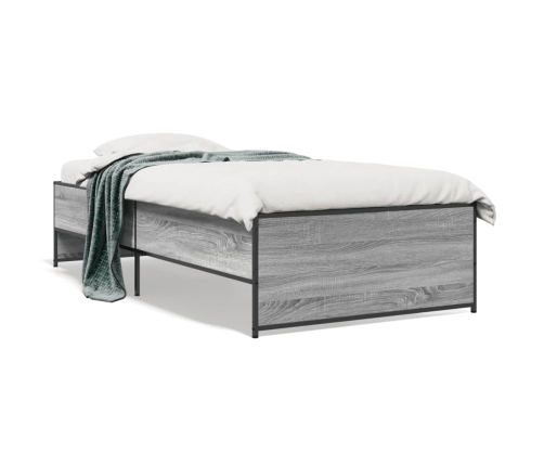 vidaXL Estructura cama madera ingeniería metal gris Sonoma 90x200 cm